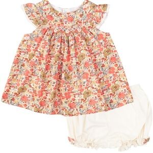 Orange Floral Smocked Swing Top & Bloomers